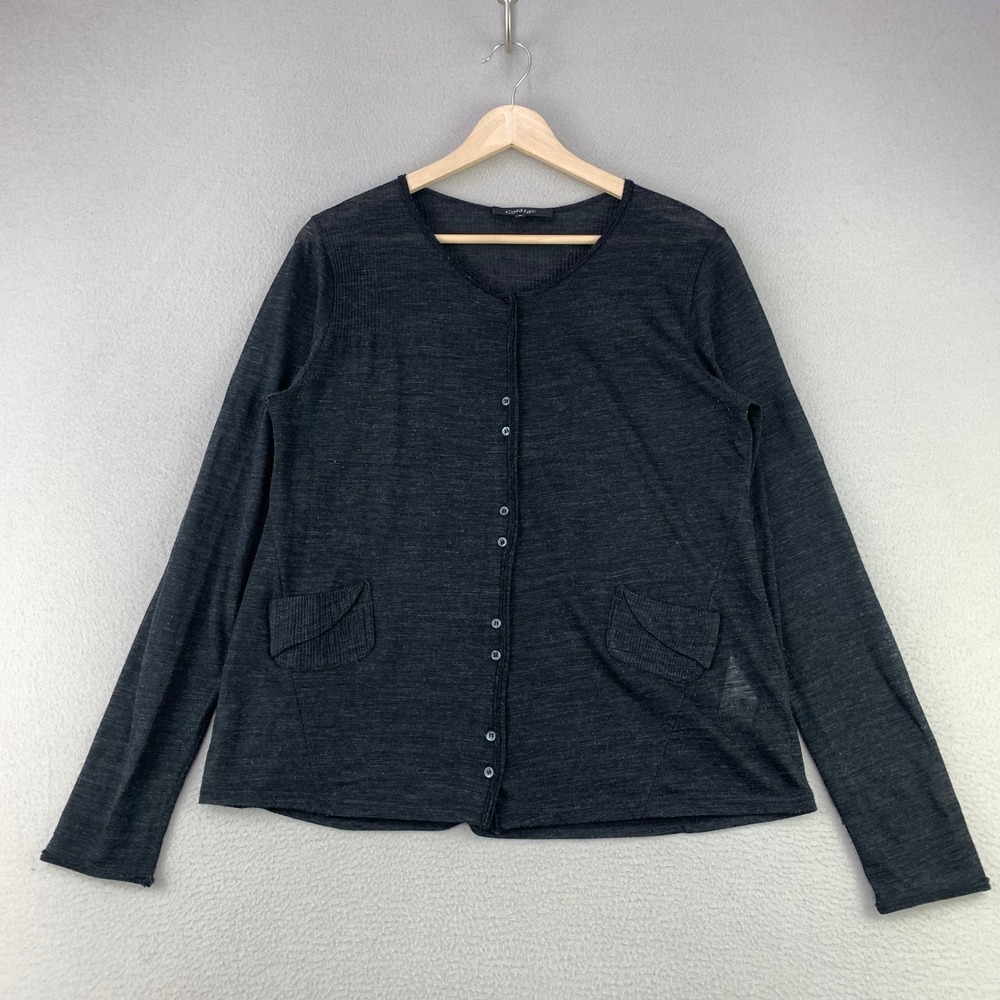 Cotelac Button Front Cardigan Women 3 Black Wool French Long Sleeve Lightweight